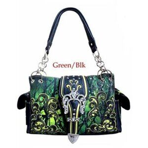 Rhinestone Buckle Tree Camo Concealed Carry Purse